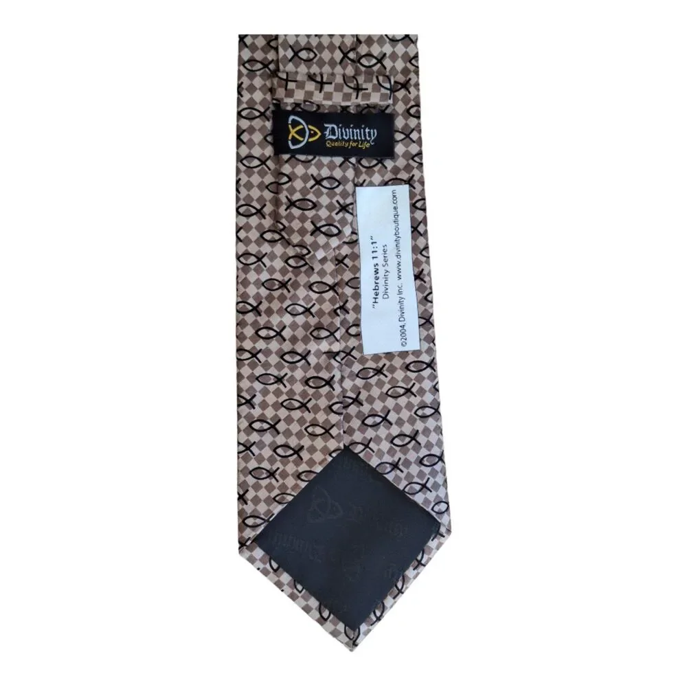 Silk NeckTie Christian Fish Divinity Series Hebrews 11:1